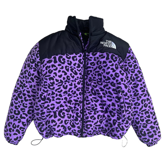 Purple Leopard Camo North Face Puffer Jacket (M)